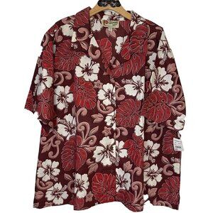 Hilo Hattie’s Hawaiian NWT Women’s 3XL Pink Red Tropical Floral Button Up Shirt